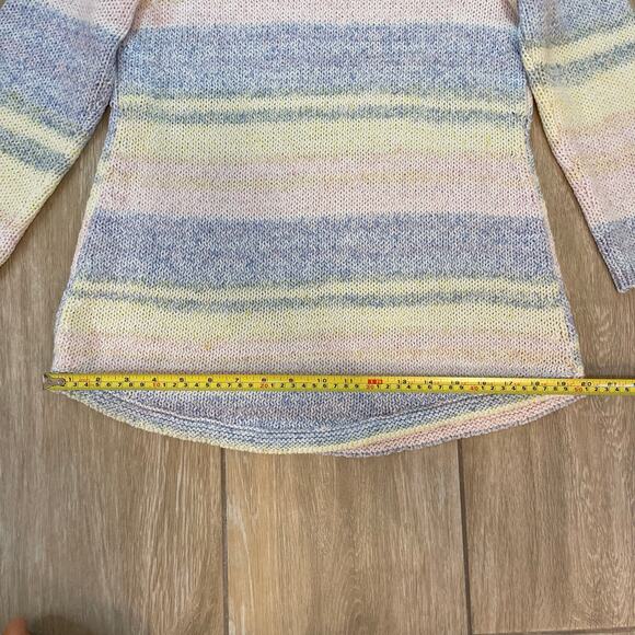 Talbots Multicolor Striped Knit Sweater M NWT Pastel Cotton Blend 3/4 Sleeve - Picture 7 of 7